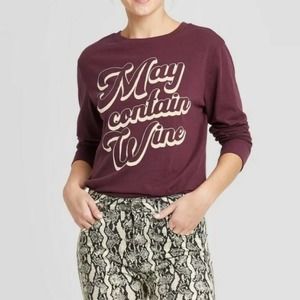 ZOE + LIV 🍷WOMENS “MAY CONTAIN WINE” MAROON SHIRT